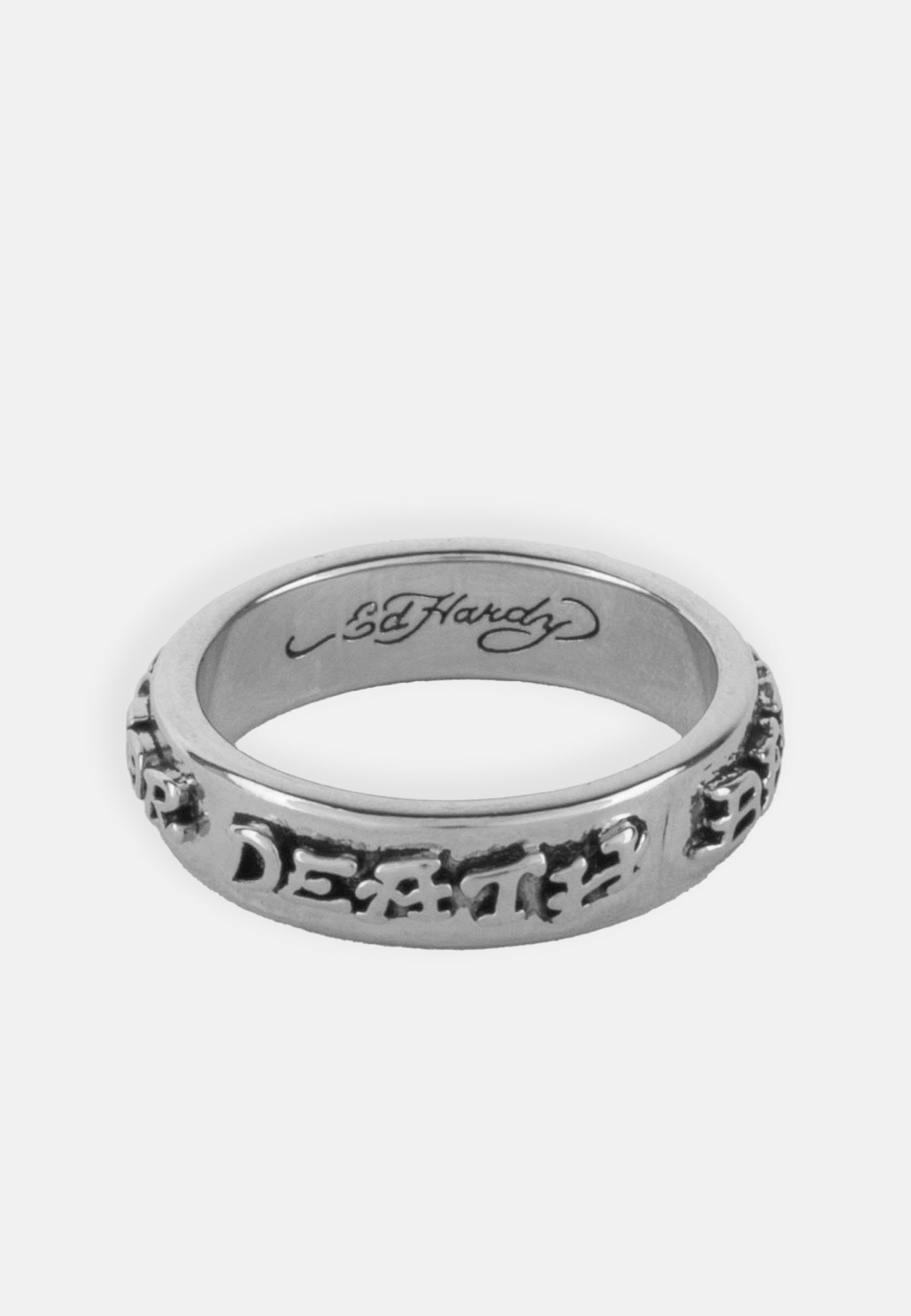 Ed Hardy DEATH BEFORE DISHONOR BANDリング Ed Hardy Death Before Dishonor Dagger Signet Ring - Silver