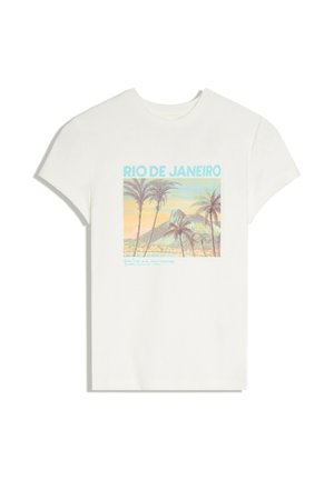 Bershka, PRINT T-SHIRT - Print T-shirt - white