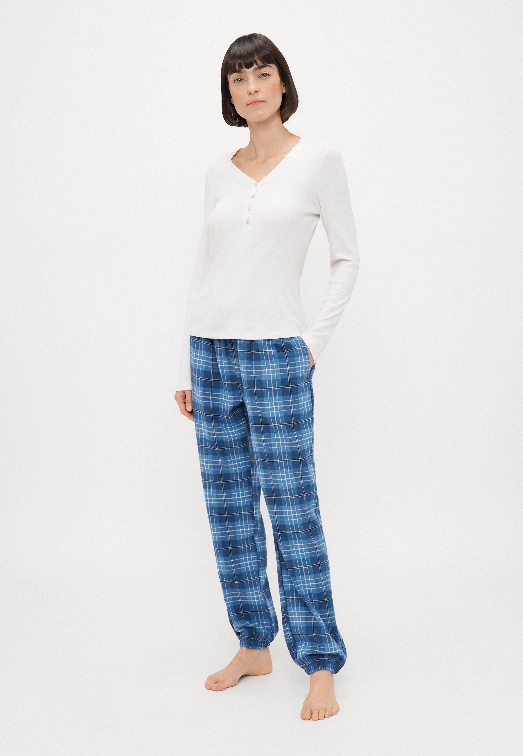 Pigiama da donna autunno primavera set da donna a maniche lunghe da indossare per la casa vesto invernale con stampa scozzese top da notte pantaloni 2 pezzi lounge  200574005
