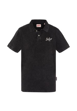 Schott POLO AVEC LOGO RÉTRO - Polo - noir délavé