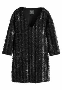 LONG SLEEVE V-NECK FRINGE SEQUIN MINI-REGULAR FIT - Koktélruha / Partiruha - black