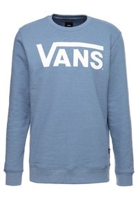 Světlomodrá mikina z bavlněné směsi s velkým bílým logem „VANS“ na přední straně, žebrovanými manžetami a spodním lemem.