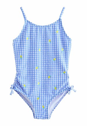 REGULAR FIT - STRAPPY RUCHED  - Plavky - blue white gingham lemon
