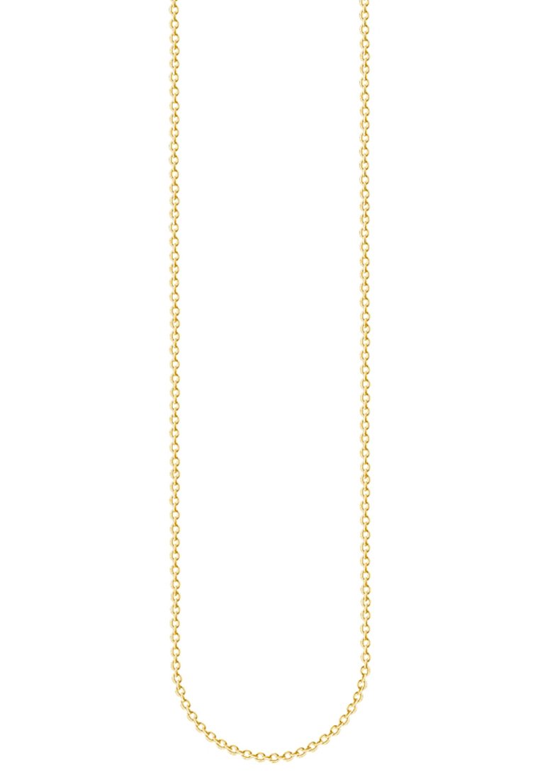 Goldkette mit einem zarten Glieddesign, polierter Oberfläche und einer glatten, einheitlichen Textur über ihre gesamte Länge.