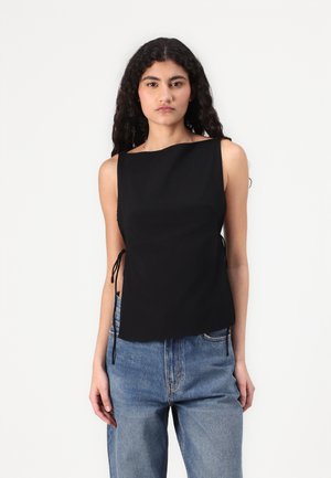 SLEEVELESS BOATNECK TIE - Top - black