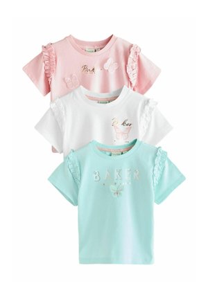 REGULAR FIT - FRILL 3D 3 PACK - T-Shirt print - pink green