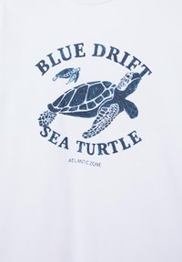 Deux tortues de mer bleu marine avec le texte « Blue Drift Sea Turtle » et « Atlantic Zone » sur fond blanc.