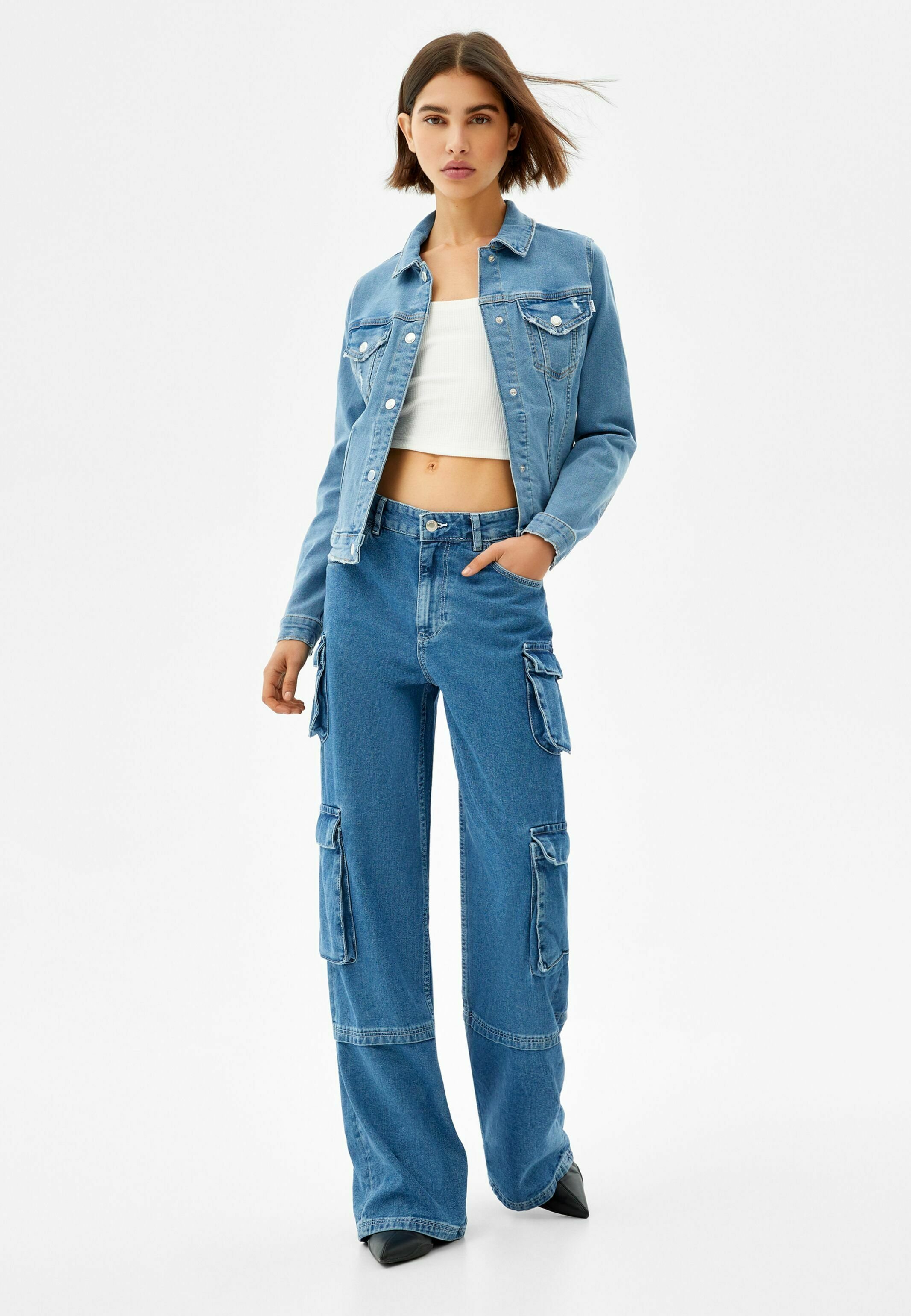 Bershka Giacca di jeans - ligh blue denim/carta da zucchero - Zalando.it