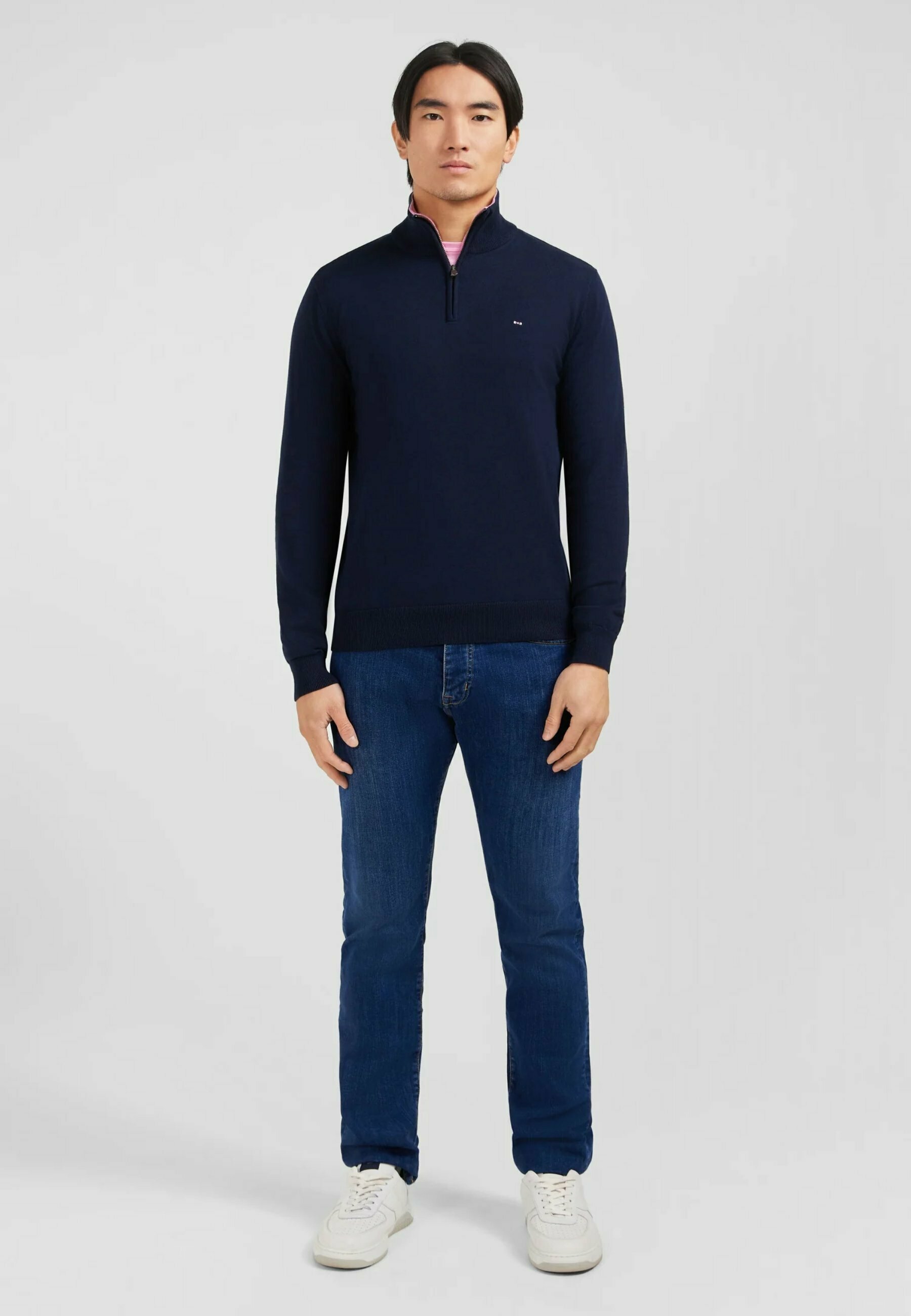 Pull col zippé Homme ESSENTIAL FLEECE 1/4 ZIP Bleu Marine