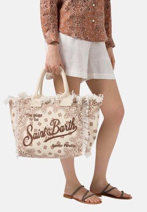 MC2 Saint Barth, BORSA VANITY REGULAR IN CANVAS BEIGE CON STAMPA BANDANA - Shopping bag - beige