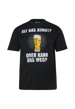 Men Plus, T-SHIRT, GERMAN BEER PRINT, SHORT SLEEVE, UP TO 8XL - T-Shirt print - black