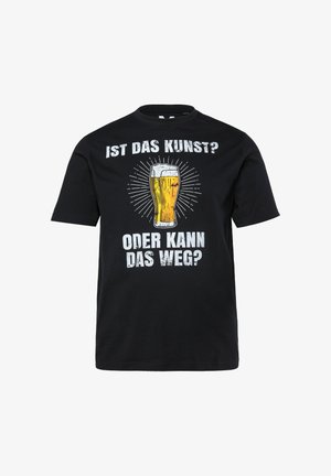 Men Plus, T-SHIRT, GERMAN BEER PRINT, SHORT SLEEVE, UP TO 8XL - T-Shirt print - black