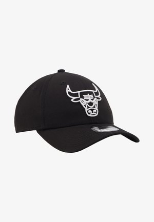 Black baseball cap with white embroidered bull logo. Features a curved brim, adjustable strap, and breathable fabric.