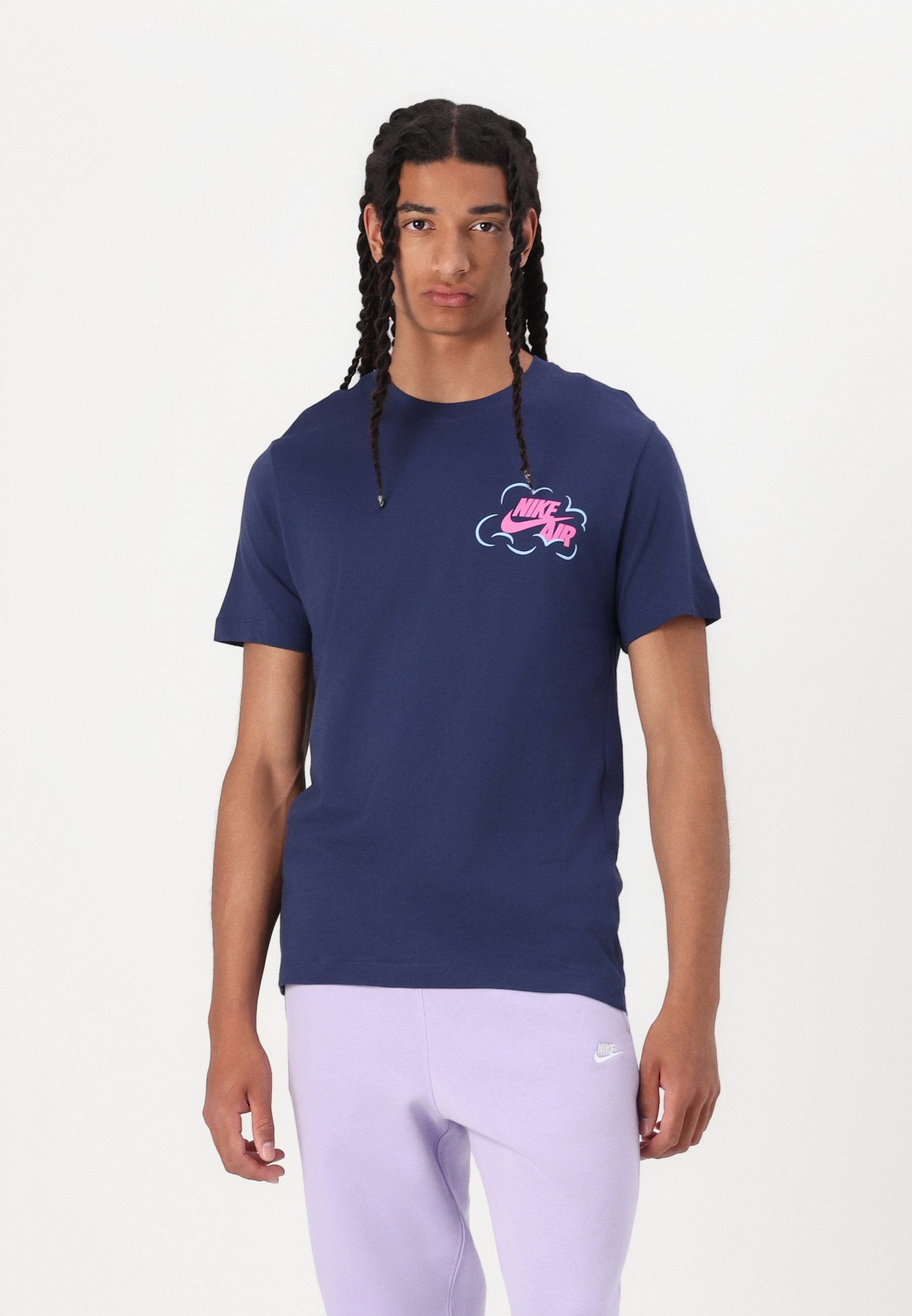 Nike Sportswear TEE - Print T-shirt - midnight navy/playful pink