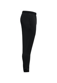 Zwarte sportbroek met een elastische tailleband, slim fit, een gladde textuur en een minimalistisch ontwerp. Bevat een zijzak en een taps toelopend been.