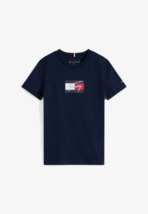 Tommy Hilfiger, SCRIPT FLAG UNISEX - T-shirt con stampa - dark night navy