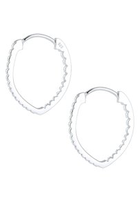 Silverfärgade hängande örhängen med ett taggigt kantdesign. Tillverkade av 925 sterling silver, med en slät yta och polerad finish.