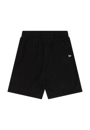 Sorte shorts lavet af et blødt materiale med en elastisk talje. Har et lille hvidt logo på forsiden. Enkel design og lige skåret form.
