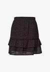 KNEE-LENGTH CHIFFON SKIRT WITH LEOPARD PRINT - Jupe trapèze - very berry