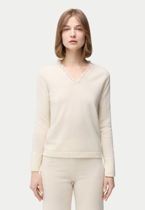 MIT FRANSEN UND V-AUSSCHNITT - Stickad tröja - wk h