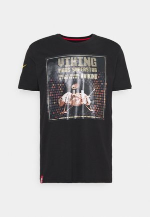 SUPERSTAR - Print T-shirt - black/shiny gold