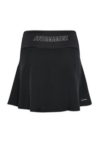 Svart träningskjol med utsvängd nederkant. Har ett brett midjeband med "HUMMEL"-logotyp och en slät tygkvalitet. Lätt och andningsbar design.