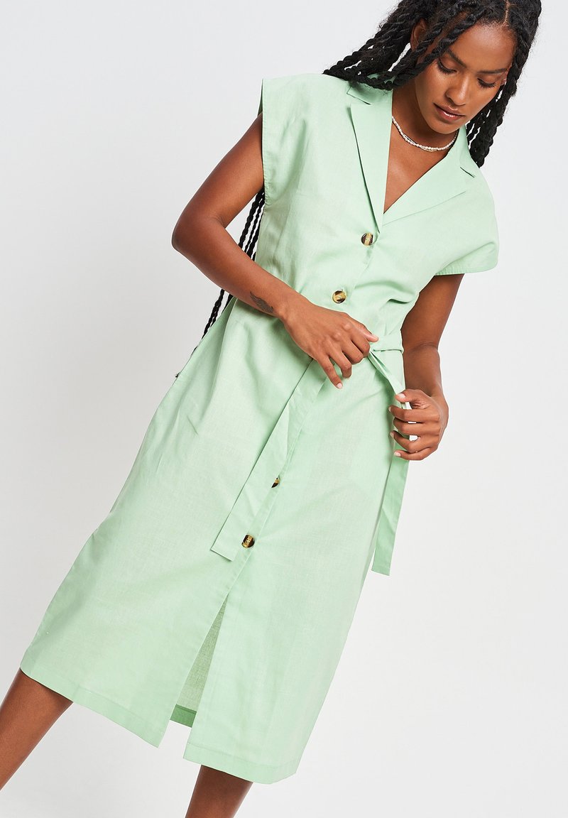 new look green floral wrap dress Aurelie Linen Mini Dress main image 0