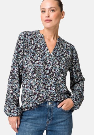 MIT BLUMENDRUCK - Blouse - blackblue