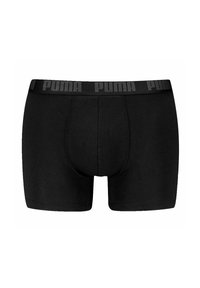 Boxer briefs neri in tessuto morbido, con un'ampia cintura elastica impressionata con il nome del marchio "PUMA" in grigio.