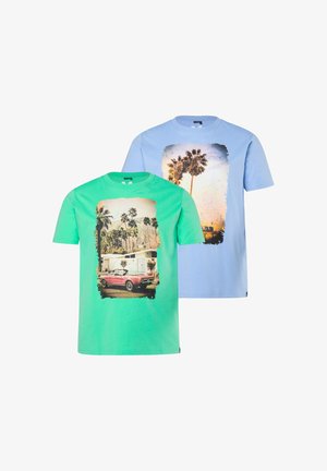 Men Plus, T-SHIRTS, 2ER-PACK, HALBARM, PRINT, RUNDHALS, BIS 8 XL - T-Shirt print - sky blue
