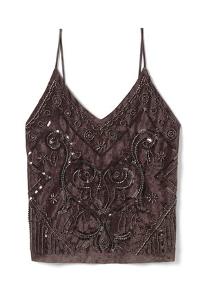 Les Copains, FITTED TANK TOP - Top - dark brown