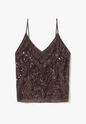 Les Copains, FITTED TANK TOP - Top - dark brown