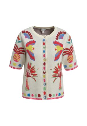 MILANO ITALY, MILANO ITALY KURZARM-CARDIGAN MIT BUNTEN INTARSIA-MOTIVEN - Strickjacke - sand