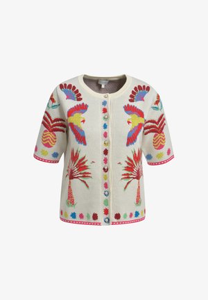 MILANO ITALY, MILANO ITALY KURZARM-CARDIGAN MIT BUNTEN INTARSIA-MOTIVEN - Cardigan - sand