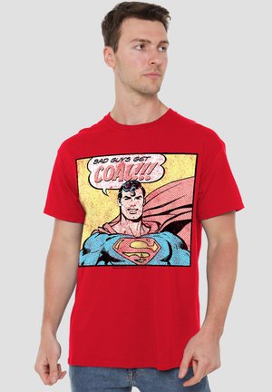 SUPERMAN VINTAGE BAD GUYS GET COAL - Print T-shirt - red