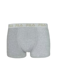 Boxer briefs grigi in cotone con una finitura testurizzata, dotati di un logo Fila chiaro sulla vita. Design con busta frontale incluso.