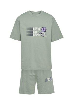 HMLJR SET HS GRAPHIC - Träningsbyxor - iceberg green