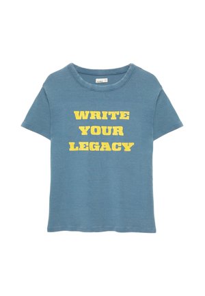 PULL&BEAR, REGULAR FIT WITH CRACKLED GRAPHIC - T-SHIRT - T-shirt imprimé - blue