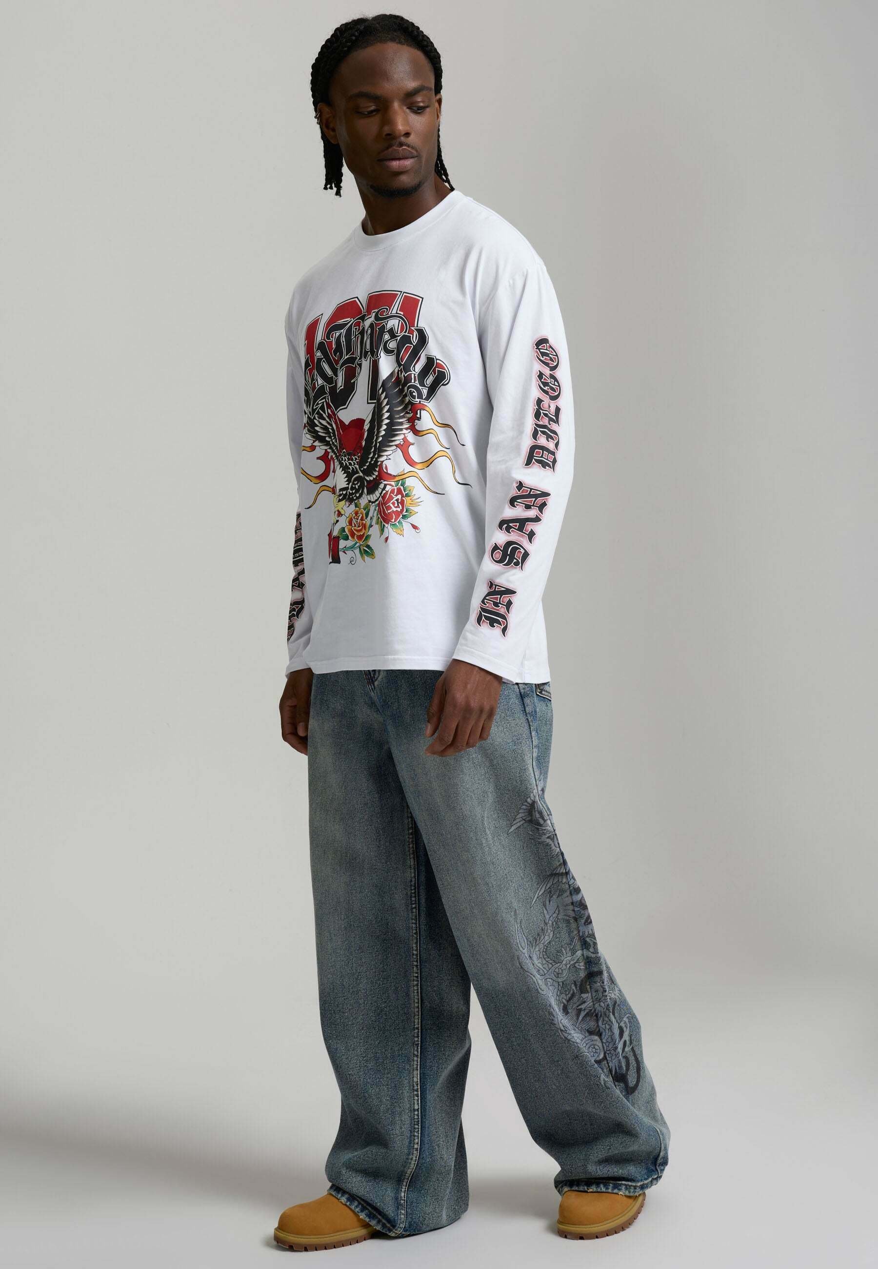 Ed Hardy FLAMING DRAGON XXTRA - Relaxed fit jeans - blue/blauw