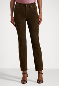 Lauren Ralph Lauren HIGH-RISE GOAT SUEDE STRAIGHT ANKLE PANT - Kožené kalhoty - green suede