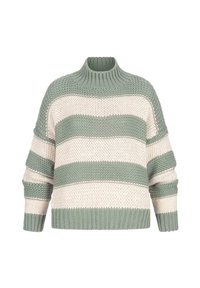 PULLOVER MIT HIGH-NECK UND STREIFEN-MUSTER - Vesta - green