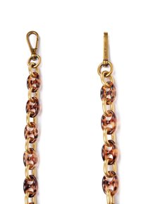 Chain accessory featuring alternating translucent brown tortoiseshell links and gold-tone metal oval links, with a metal clip at each end.
