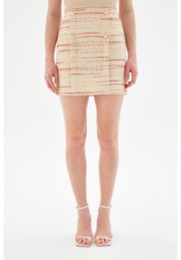 adL ROBYN FRONT BUTTONED - Mini skirts  - striped beige