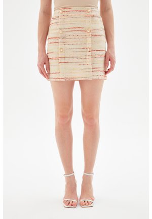 ROBYN FRONT BUTTONED - Mini skirts  - striped beige