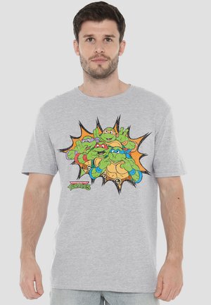 TMNT FUNNY FACE TURTLES - Print T-shirt - mottled grey