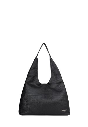 Sac à bandoulière en cuir noir texturé avec une seule anse large et le logo "HEUVILLE" en bas à droite.