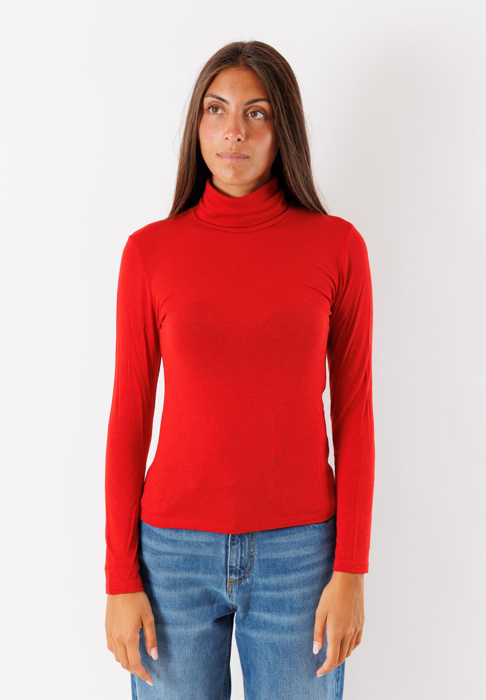 Lana Maglioncino Collo Alto Rosso KONTATTO COLLO ALTO Maglione Rosso