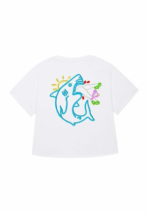 SHARK BACK ROLL UP TEE 25 - T-Shirt print - white