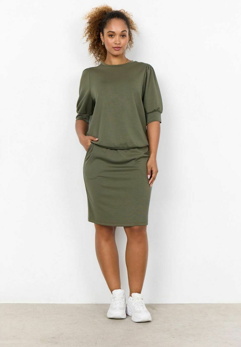 strapless open back dress T-Shirt Dress Mini Olive  Hemp Clothing Australia