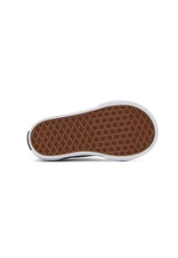 Sole in gomma marrone con texture a motivo, bordo bianco e parte superiore liscia nera. Progettato per aderenza e durata.